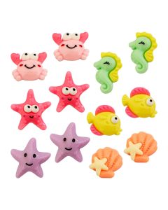 Charms Apliques para Decoração Fundo do Mar Divertido (12 Un)