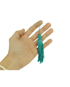 Pingente de Seda Tassel Franja Turquesa Escuro 7cm (10 Un)
