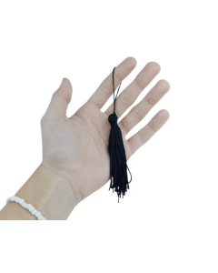 Pingente de Seda Tassel Franja Preto 7cm (10 Un)