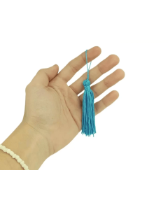 Pingente de Seda Tassel Franja Azul Turquesa 7cm (10 Un)