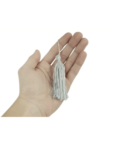 Pingente de Seda Tassel Franja Cinza Claro 7cm (10 Un)