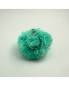 Chaveiro Pompom Pelúcia Verde Mar 70 mm (3 Un)