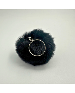Chaveiro Pompom Pelúcia Preto 70 mm (3 Un)