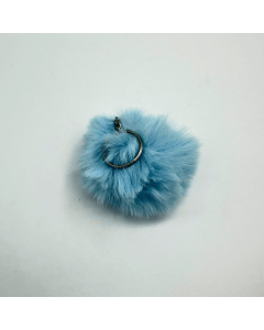 Chaveiro Pompom Pelúcia Azul Bebê 70 mm (3 Un)