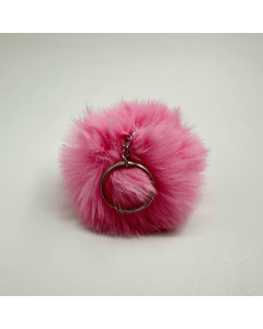 Chaveiro Pompom Pelúcia Rosa Chiclete 70 mm (3 Un)
