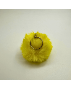 Chaveiro Pompom Pelúcia Amarelo Gema 70 mm (3 Un)