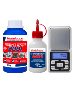 Kit Resina Epóxi 2001 Transparente 300g + Mini Balança de Precisão
